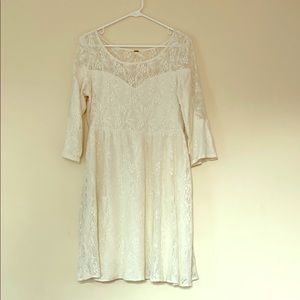 Free People Lace Mini Dress Cream